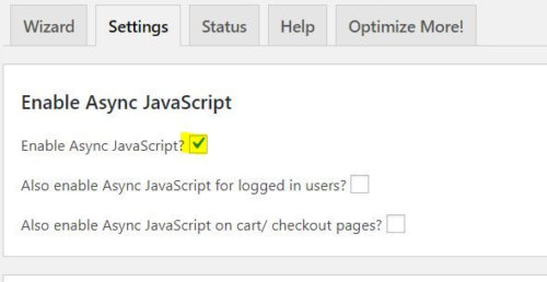 Async javascript enable setting